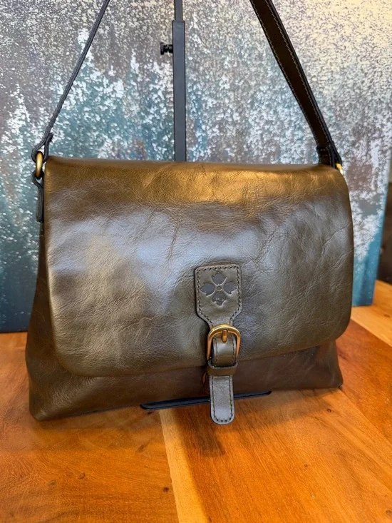 Patricia Nash Quiet Luxury Leather Crossbody Bag Olive Green + Coin Purse (VGUC) - Picture 5 of 17